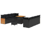 Gartensofa-set mit Kissen 11 pcs Schwarz