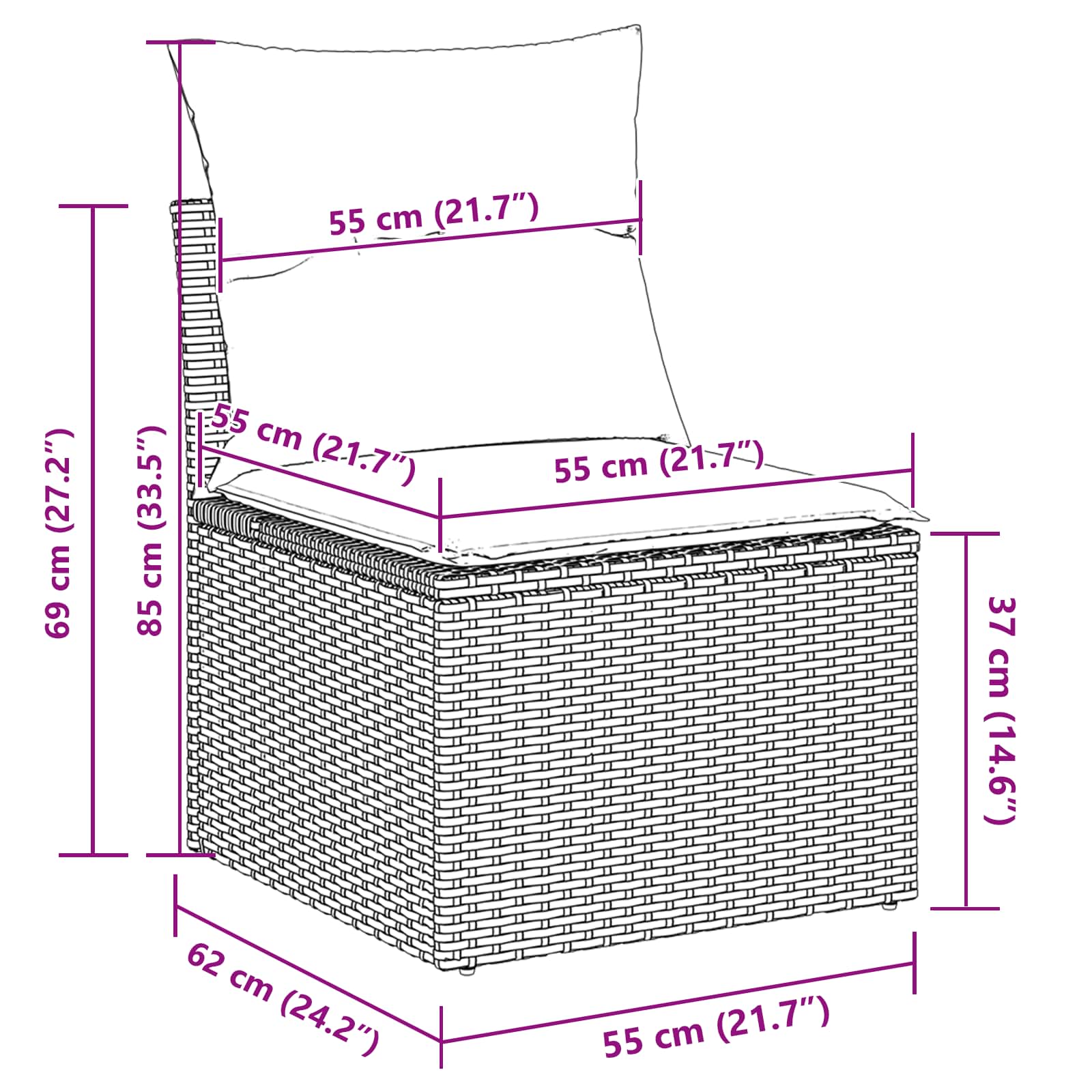 Gartensofa-set mit Kissen 11 pcs Schwarz