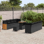 Gartensofa-set mit Kissen 11 pcs Schwarz