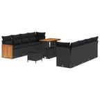 Gartensofa-set mit Kissen 11 pcs Schwarz