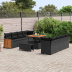 Gartensofa-set mit Kissen 11 pcs Schwarz