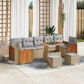 Gartensofa-set mit Kissen 10 pcs Beige und Hellgrau