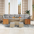 Gartensofa-set mit Kissen 10 pcs Beige und Hellgrau
