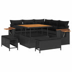 Gartensofa-set mit Kissen 8 pcs Schwarz