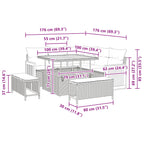 Gartensofa-set mit Kissen 8 pcs Schwarz