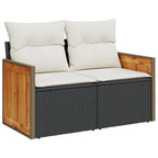 Gartensofa-set mit Kissen 8 pcs Schwarz und Creme
