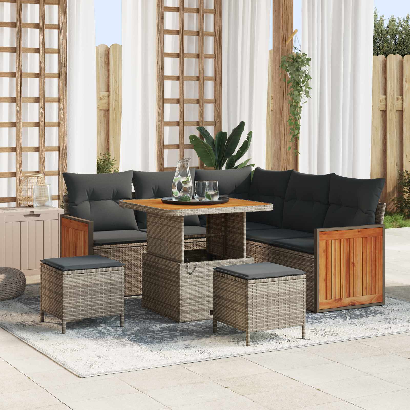 Gartensofa-set mit Kissen 8 pcs Grau