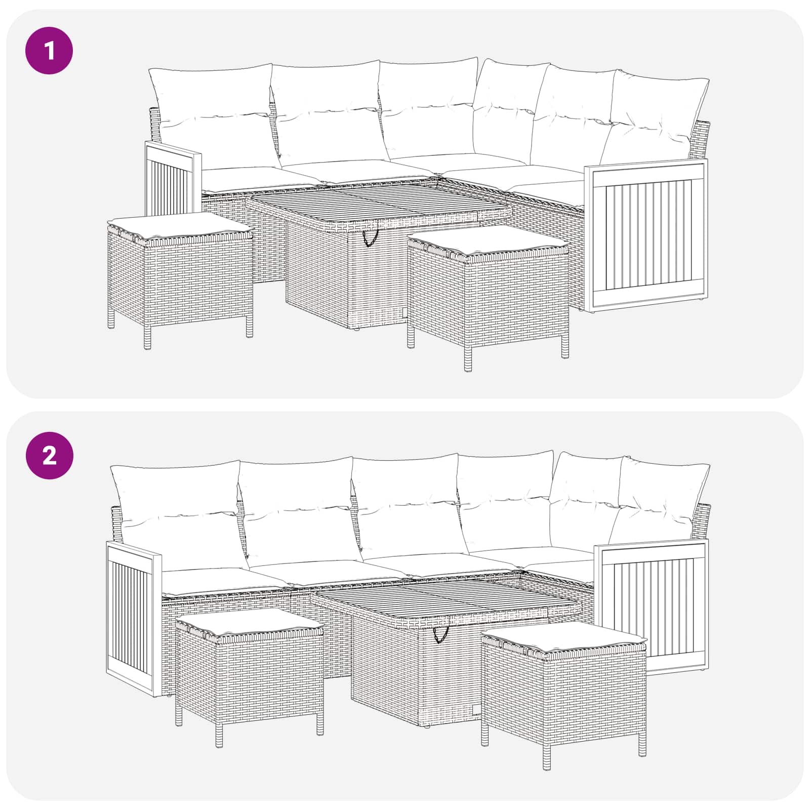 Gartensofa-set mit Kissen 8 pcs Grau