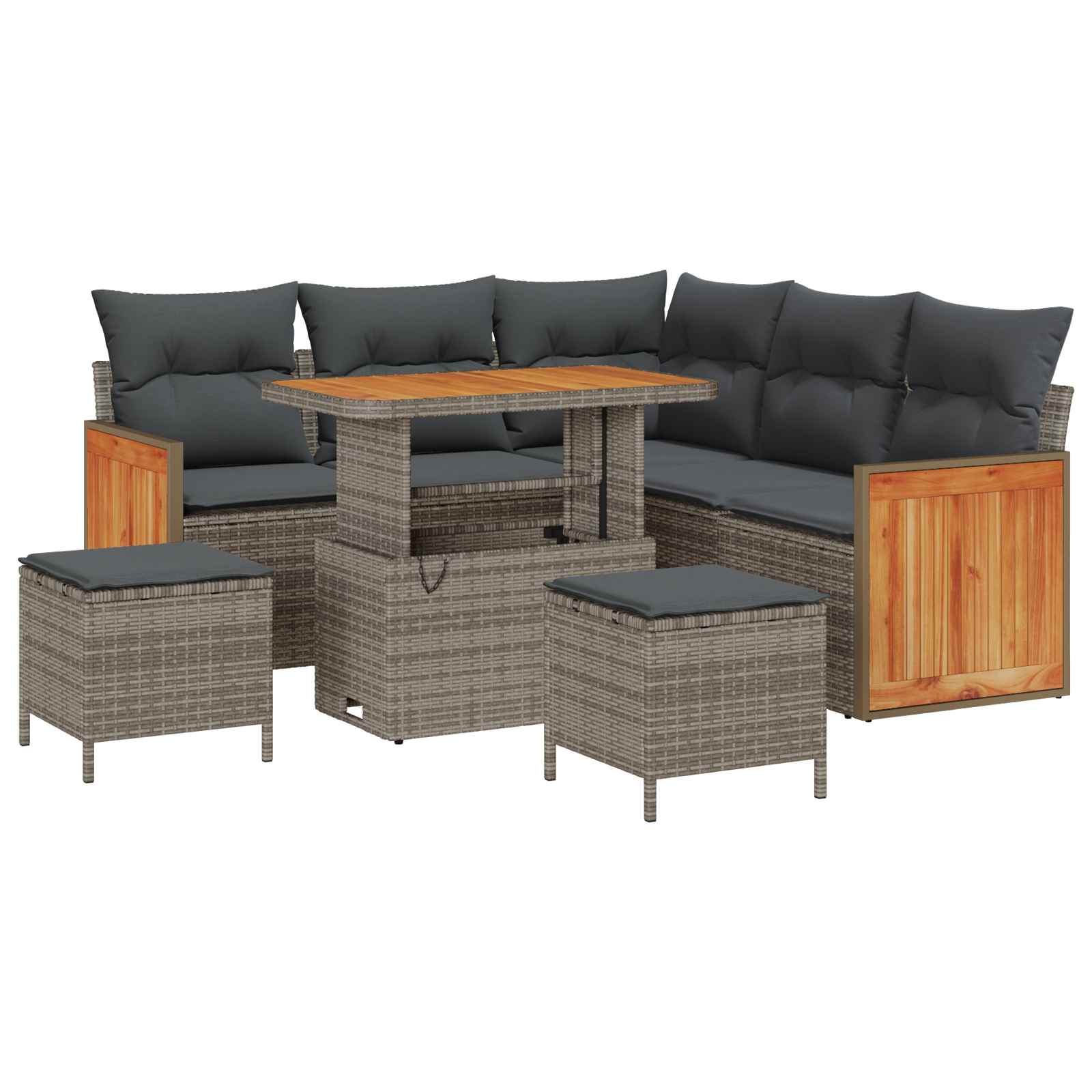 Gartensofa-set mit Kissen 8 pcs Grau