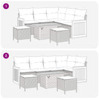 Gartensofa-set mit Kissen 8 pcs Grau