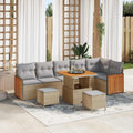 Gartensofa-set mit Kissen 9 pcs Beige und Hellgrau