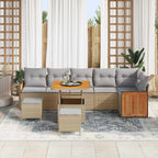 Gartensofa-set mit Kissen 9 pcs Beige und Hellgrau
