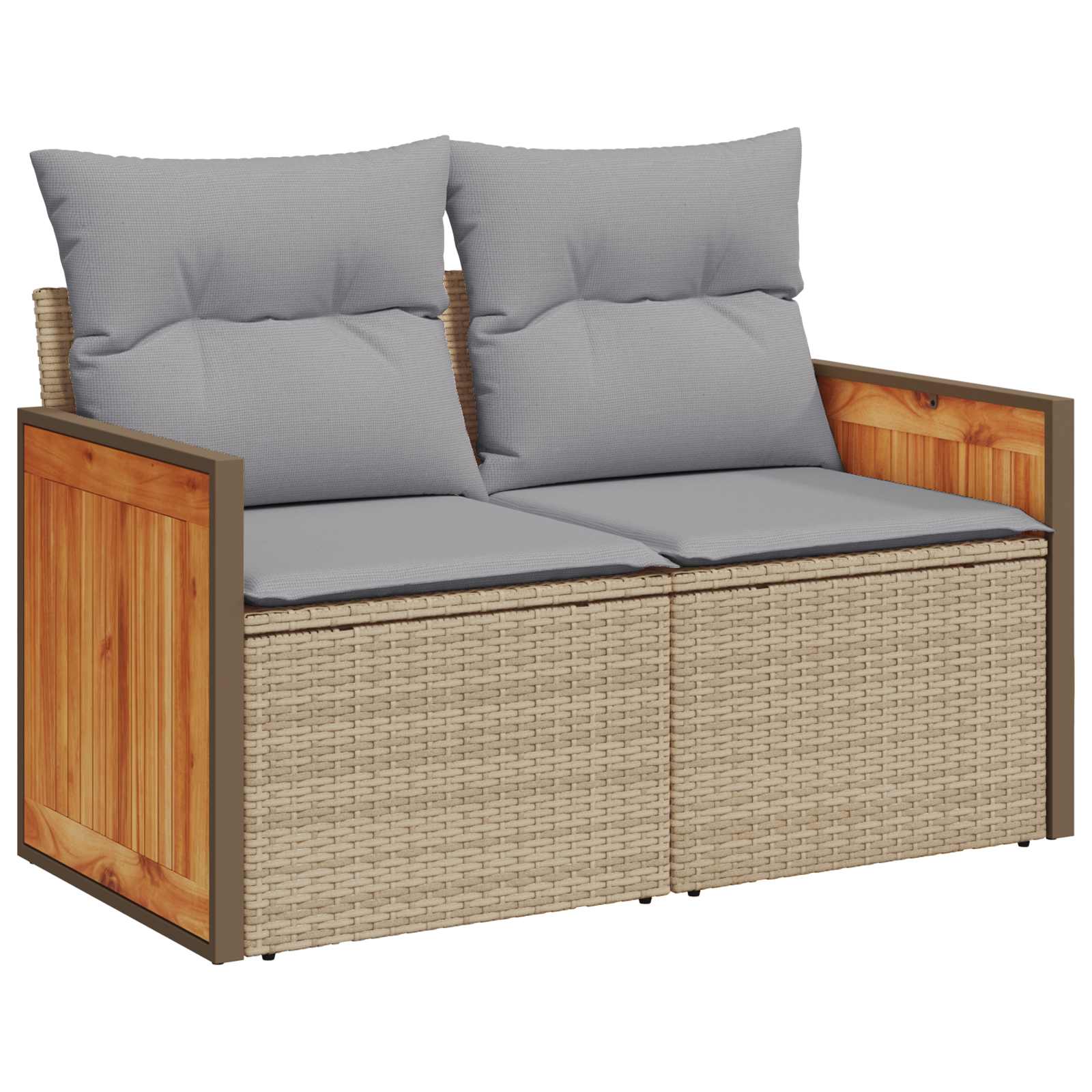 Gartensofa-set mit Kissen 9 pcs Beige und Hellgrau