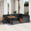 Gartensofa-set mit Kissen 12 pcs Schwarz