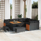 Gartensofa-set mit Kissen 12 pcs Schwarz