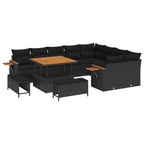 Gartensofa-set mit Kissen 12 pcs Schwarz