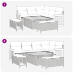 Gartensofa-set mit Kissen 12 pcs Schwarz