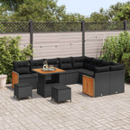 Gartensofa-set mit Kissen 12 pcs Schwarz