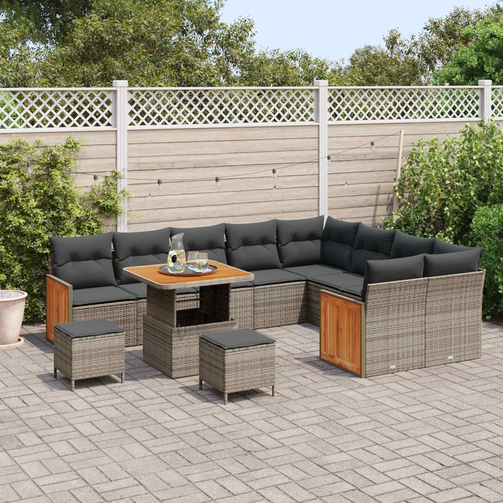 Gartensofa-set mit Kissen 12 pcs Grau