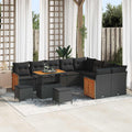 Gartensofa-set mit Kissen 12 pcs Schwarz