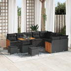 Gartensofa-set mit Kissen 12 pcs Schwarz