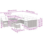 Gartensofa-set mit Kissen 13 pcs Grau