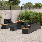 Gartensofa-set mit Kissen 8 pcs Schwarz