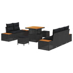 Gartensofa-set mit Kissen 8 pcs Schwarz
