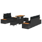 Gartensofa-set mit Kissen 8 pcs Schwarz