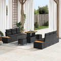 Gartensofa-set mit Kissen 9 pcs Schwarz