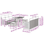 Gartensofa-set mit Kissen 9 pcs Schwarz
