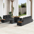 Gartensofa-set mit Kissen 10 pcs Schwarz