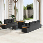 Gartensofa-set mit Kissen 10 pcs Schwarz