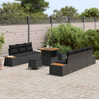 Gartensofa-set mit Kissen 10 pcs Schwarz