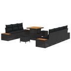 Gartensofa-set mit Kissen 10 pcs Schwarz