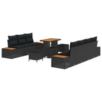 Gartensofa-set mit Kissen 10 pcs Schwarz