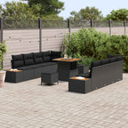 Gartensofa-set mit Kissen 11 pcs Schwarz
