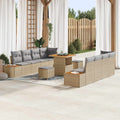 Gartensofa-set mit Kissen 11 pcs Beige und Hellgrau