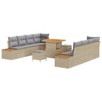 Gartensofa-set mit Kissen 11 pcs Beige und Hellgrau