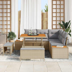 Gartensofa-set mit Kissen 8 pcs Beige und Hellgrau