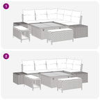 Gartensofa-set mit Kissen 8 pcs Beige und Hellgrau