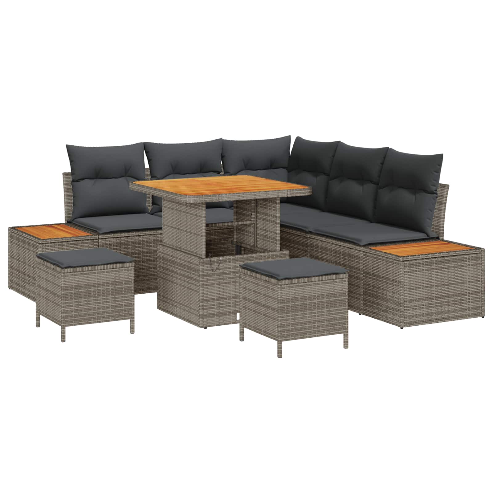Gartensofa-set mit Kissen 8 pcs Grau