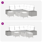 Gartensofa-set mit Kissen 8 pcs Grau