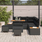 Gartensofa-set mit Kissen 8 pcs Schwarz
