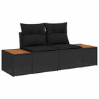 Gartensofa-set mit Kissen 8 pcs Schwarz