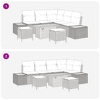 Gartensofa-set mit Kissen 8 pcs Schwarz