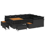 Gartensofa-set mit Kissen 12 pcs Schwarz