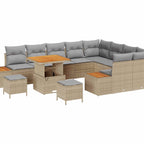 Gartensofa-set mit Kissen 12 pcs Beige und Hellgrau