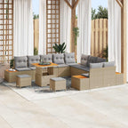 Gartensofa-set mit Kissen 13 pcs Beige und Hellgrau