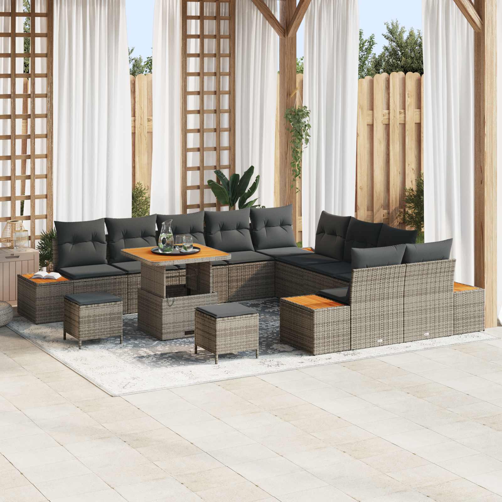 Gartensofa-set mit Kissen 13 pcs Grau